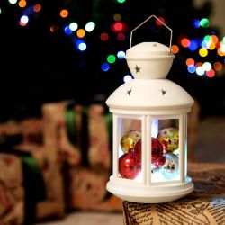 ULD-L1220-010-DTB-RGB WHITE Фонарь со светодиодной гирляндой внутри. на батарейке не в-к. 10 светодиодов. RGB свет. Режим мигания. Белый корпус. TM Uniel.