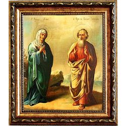 Иоаким и Анна Святые родители Богородицы. Икона на холсте.