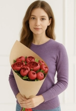 Букет из красных пионов "Red Sharm"