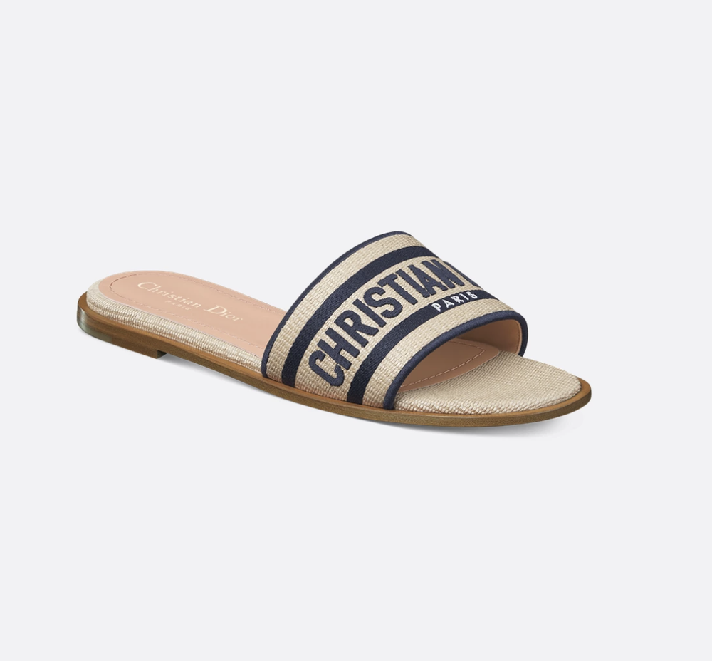 Dior Dway Slide — Женские шлёпанцы из рафии и хлопка