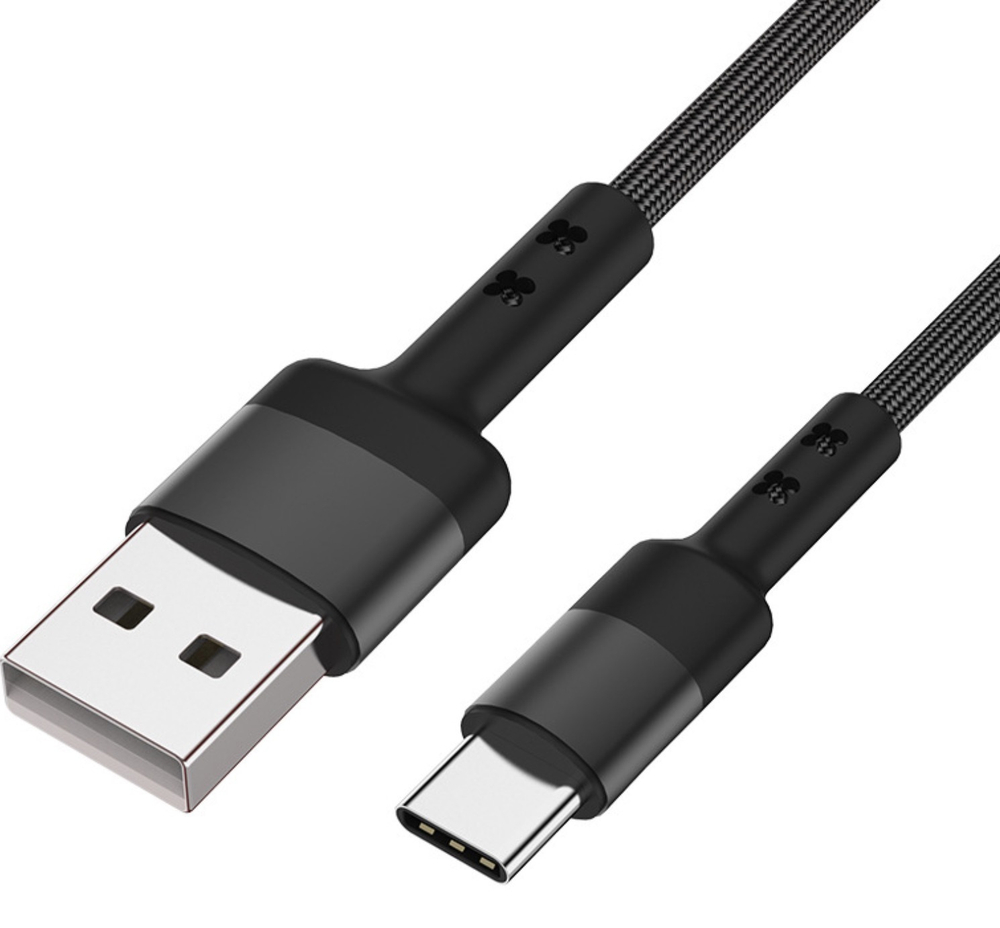 Кабель ROSCO Type-C 2 метра оптом (арт. CABLE-USB-TYPE-C-2M-BLACK)