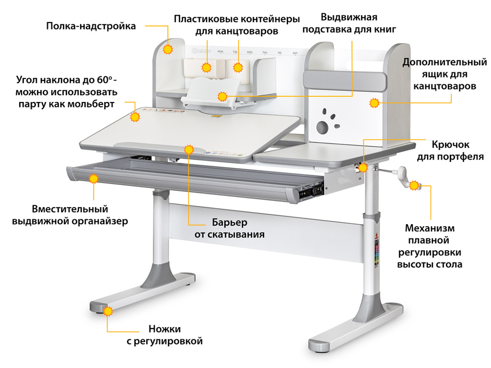 Растущая парта Mealux Vancouver Multicolor BD-620 (1100×660 мм)