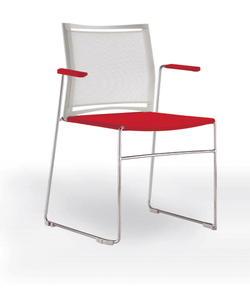 Web стул на полозьях с подлокотниками и спинкой-сеткой