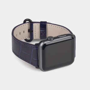 Ремешок для Apple Watch 44/45/46 mm из кожи аллигатора, цвета синий лак