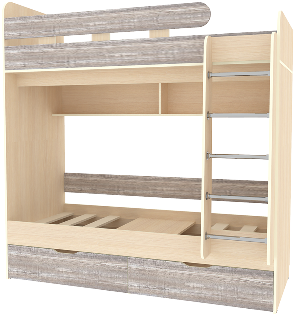 Двухъярусная кровать КарИВи Юниор 5 80х190  Дуб Молочный Бетон