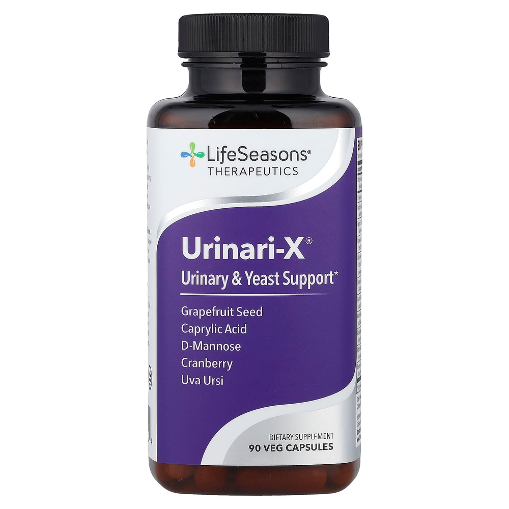 LifeSeasons, Urinari-X®, поддержка мочевыводящих путей и дрожжей, 90 растительных капсул