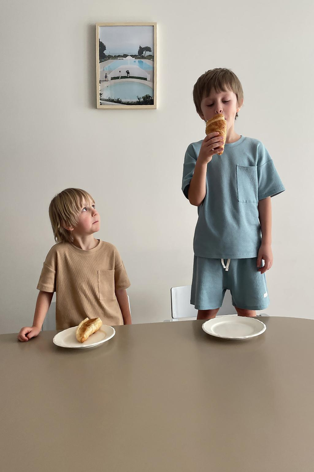 2-6 лет/Однотонная пижама с рельефным узором