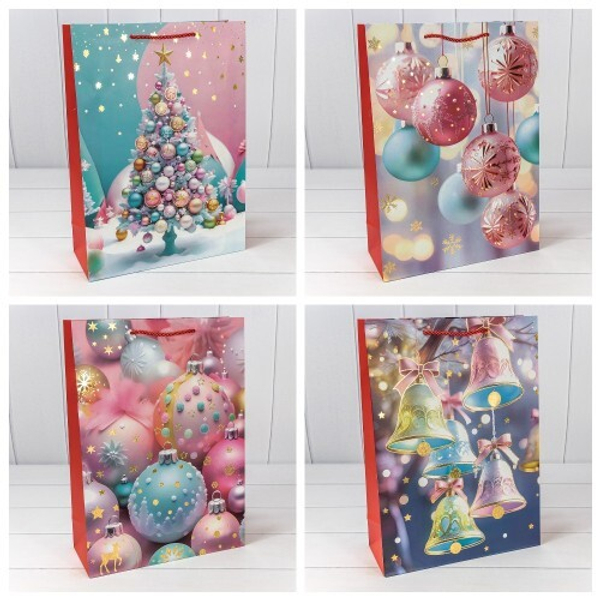 
          Пакет подарочный 30 х 41.5 х 12 см Набор 4 шт "Новый год" (Розовый)