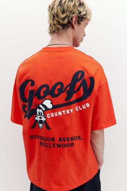 PULL&BEAR Футболка с принтом «Goofy», оранжевый
