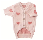 Вязаный кардиган для собак и кошек - пудровый с сердечками