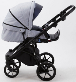 Детская коляска Adamex Bibione 2 в 1 BI-TSB10 (ГОЛУБ.ЖАКАРД+Т.СИН.ПЕРЛ.КОЖА)