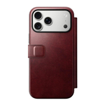 Кожаный чехол-книжка MagSafe Nomad Horween Modern Leather Folio Limited Edition для iPhone 17 Pro Max Гибридный укреплённый чехол из натуральной кожи Horween с сенсорной накладкой для Контроллера камеры. Есть отделение для купюр и встроенный картхолдер —