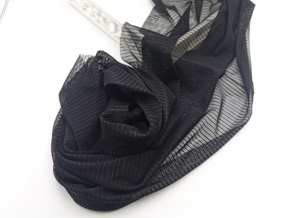 _Эластичная сетка, черная, полоски, (Арт: ESPK-170)