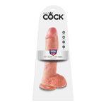 Фаллоимитатор с мошонкой на присоске 10" Cock with Balls, телесный (Цвет: телесный)