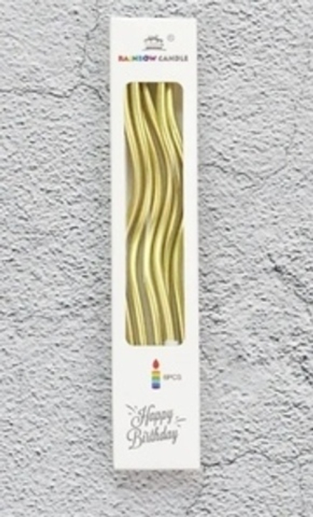 Набор свечей "Волна", золотой металлик, 15 см 6 шт