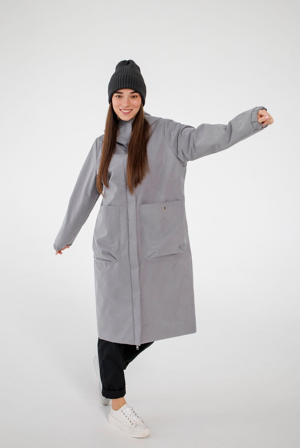 Плащ ko-ko-ko женский непромокаемый серый