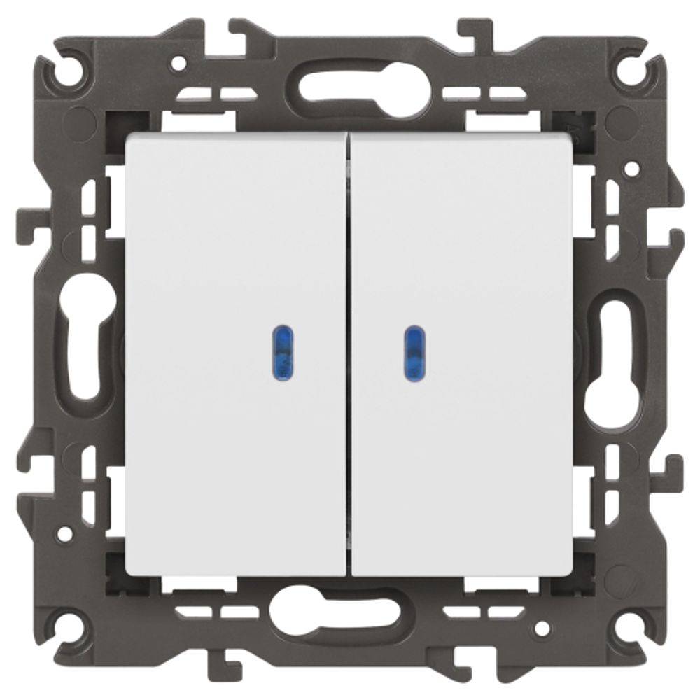 Выключатель ЭРА Elegance 14-1105-01 двойной с подсветкой 10АХ-250В IP20 белый