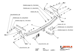 Фаркоп IMIOLA E.036 Ford Focus универсал 2005-2011(паспорт и сертификат в комплекте)(без электрики)