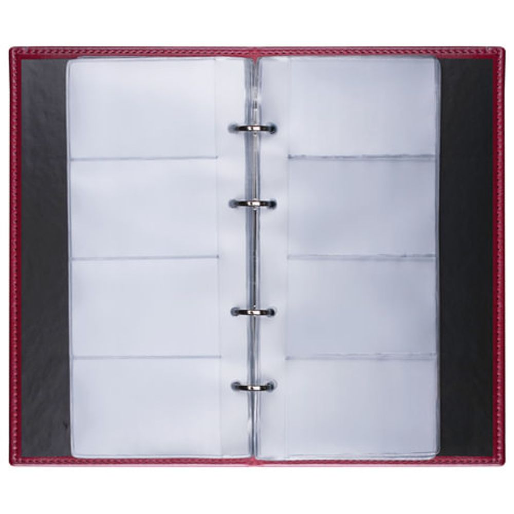 Визитница на кольцах BRAUBERG "Imperial", на 240 визиток, под гладкую кожу, бордовая, 231665