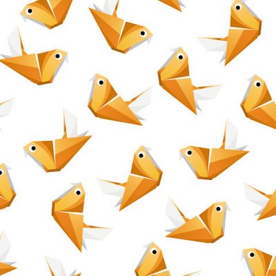 Оранжевая птица оригами