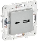 SKANDY Розетка USB A+C 3,1А SK-R14S серебряный IEK