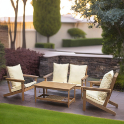 Комплект мебели поливуд Майорка, стол, двухместный диван и 2 кресла, цвет тик