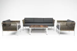 "Касабланка" лаунж-зона плетеная из роупа 5-местная, цвет серый