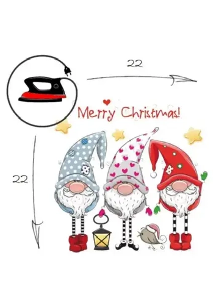 Термотрансфер "Новогодние гномы", наклейка на одежду, 22х22