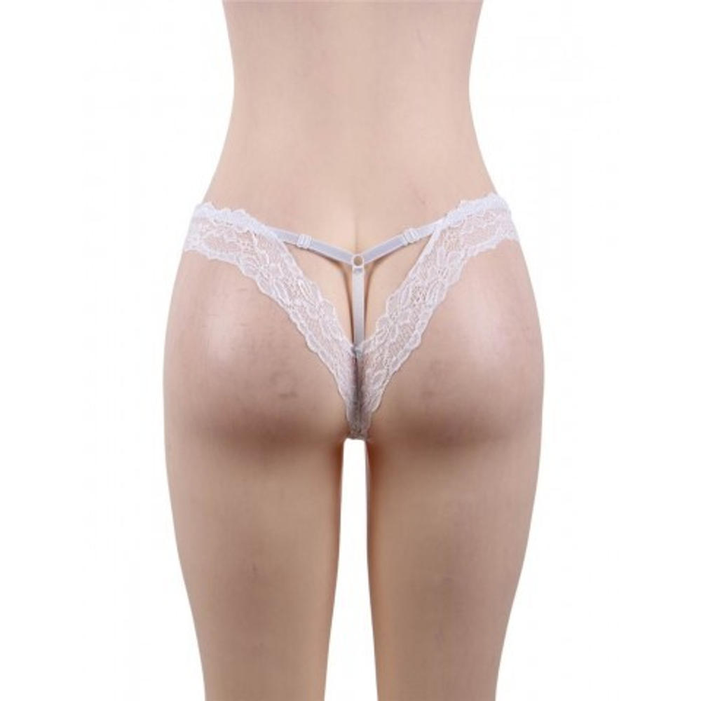 Трусики-танга женские с цветочным принтом, белые, 3XL-4XL