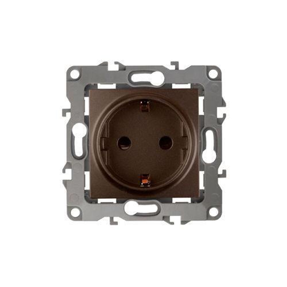 Розетка 1-м СП Эра12 12-2001-13 16А IP20 16AX 250В 2P+E Schuko без монтаж. лапок механизм бронз. Эра Б0019308