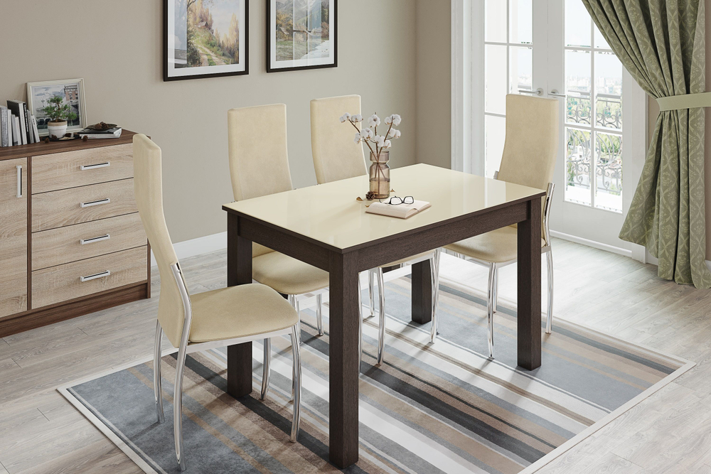 Стол обеденный Норман 60, венге/лакобель ваниль