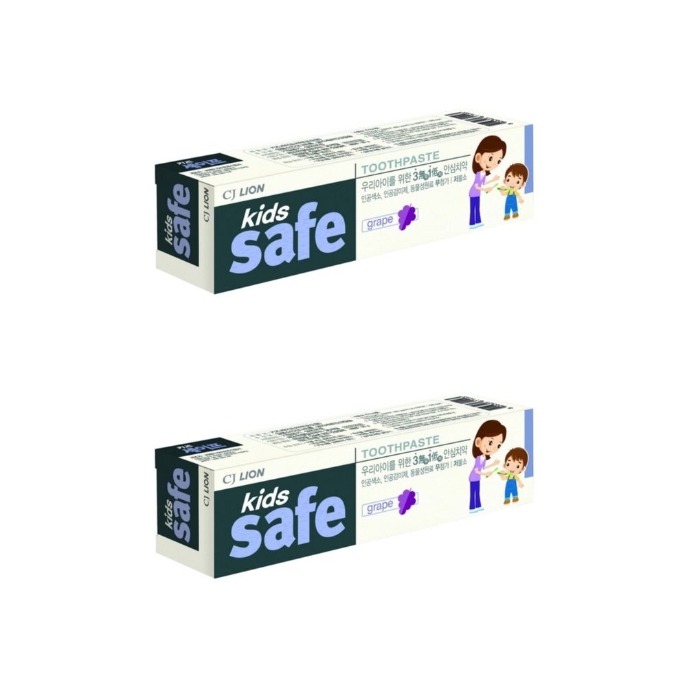 Зубная паста CJ Lion Kids Safe виноград 3-12 лет, 90 г 2 уп