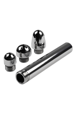 Анальный душ с тремя насадками Metal by TOYFA, металл, серебряный, 13 см