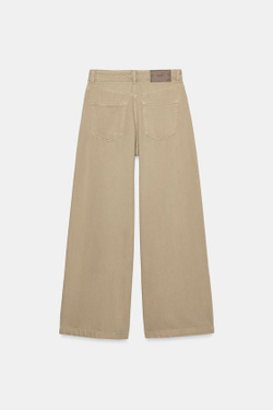 ZARA ДЖИНСЫ Z1975 WIDE LEG С ВЫСОКОЙ ПОСАДКОЙ И ЗАЩИПАМИ, ПЕСОЧНЫЙ