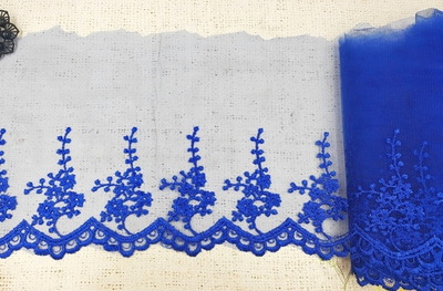 Вышивка на сетке, ш. 19 см, электрик