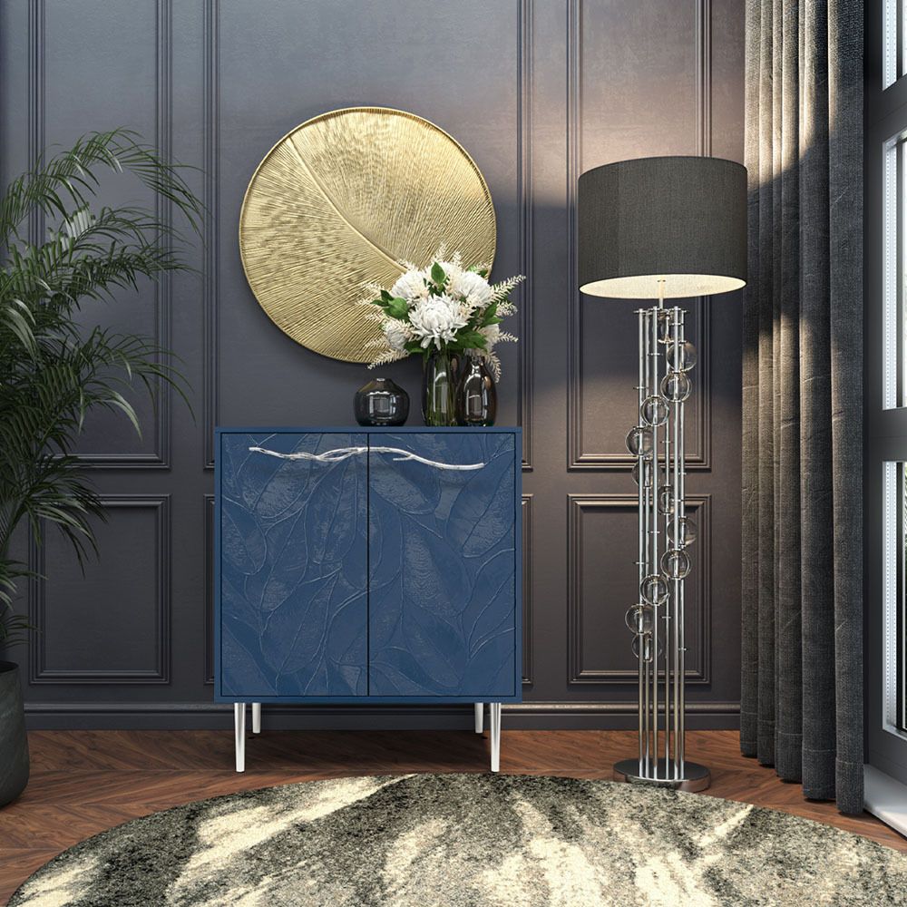 Комод Арт Колор leaves Стайл Сильвер с 2 полками Королевский синий