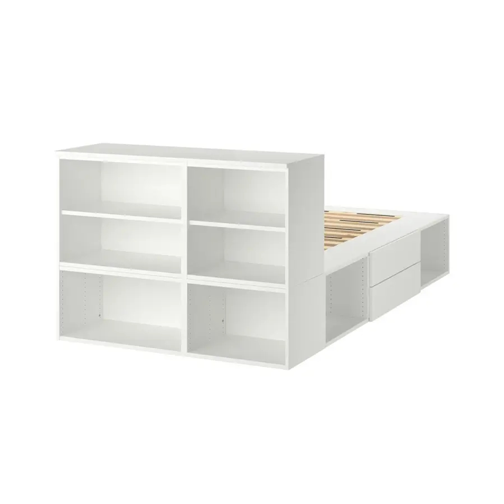 Каркас кровати с 2 ящиками - IKEA PLATSA, 200х140 см, белый, ПЛАТСА ИКЕА