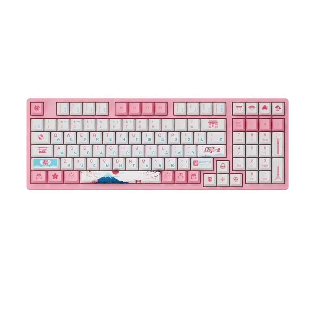 AKKO 3098B Doraemon Macaron  3 Modes RGB Hot Swap  Akko CS Jelly blue Switch,Cherry profile keycap