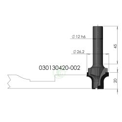Изображение алмазной фасадной фрезы GT 030130420-002, профиль