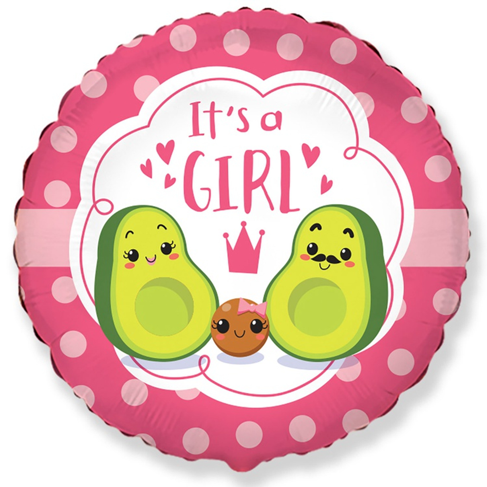 Шар Фольгированный IT'S A GIRL Авокадо (Розовый)