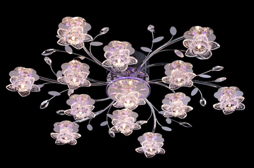 Люстра 4854/13 хром/синий+красный+фиолетовый