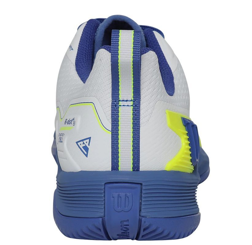 Мужские кроссовки теннисные Wilson Rush Pro 4.5 - white/amparo blue/safety yellow