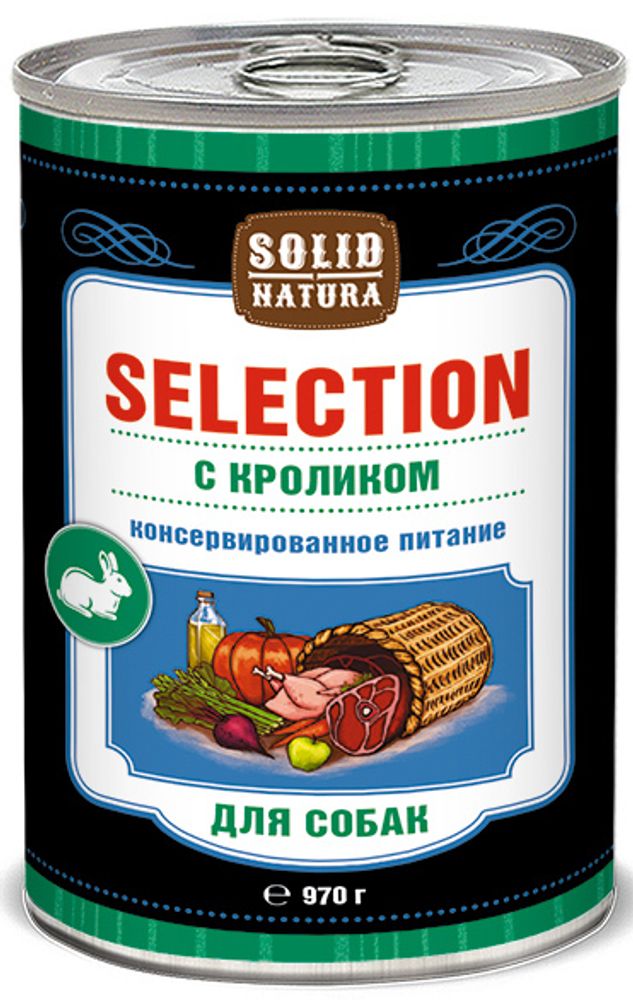 Solid Natura Selection Кролик влажный корм для собак жестяная банка 970 г