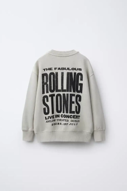 ZARA ТОЛСТОВКА С ПРИНТОМ ROLLING STONES ©, ПЕСОЧНЫЙ