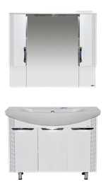 Тумба MISTY Престиж - 105 прямая белая серебряная  патина c умывальником