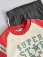 Толстовка и спортивные брюки в комплекте для малышей Next E81-367, Молочный, Красный, Серый