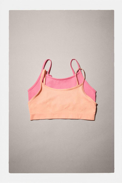 ZARA НАБОР ИЗ ДВУХ ТОПОВ SEAMLESS, МАНДАРИНОВЫЙ