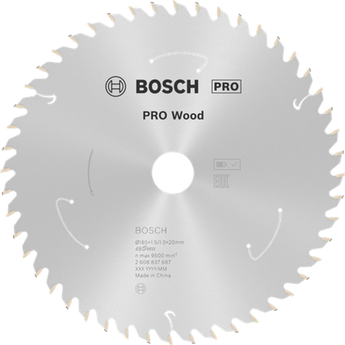 Циркулярный диск PRO Wood Cordless 165x1.5x20мм 48T BOSCH 2608837687