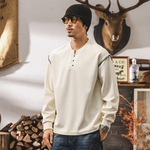 Толстовка с воротником в американском стиле ретро, мужская весенне-осенняя новая модная мужская футболка с длинными рукавами, свободный повседневный топ