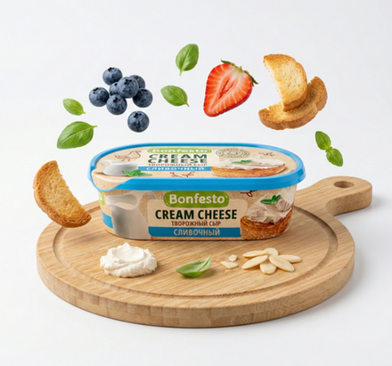 Сыр творожный Сливочный Кремчиз 65% 140г Bonfesto, Беларусь
